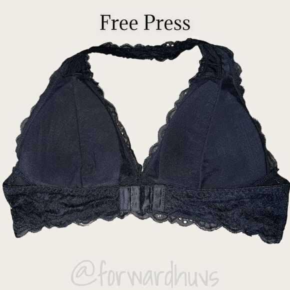 Free Press Black Lace Halter Neck Bralette - Size Large - Picture 4 of 7
